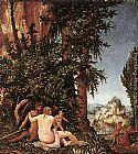 Denys Van Alsloot Wall Art - Landscape With Satyr Family